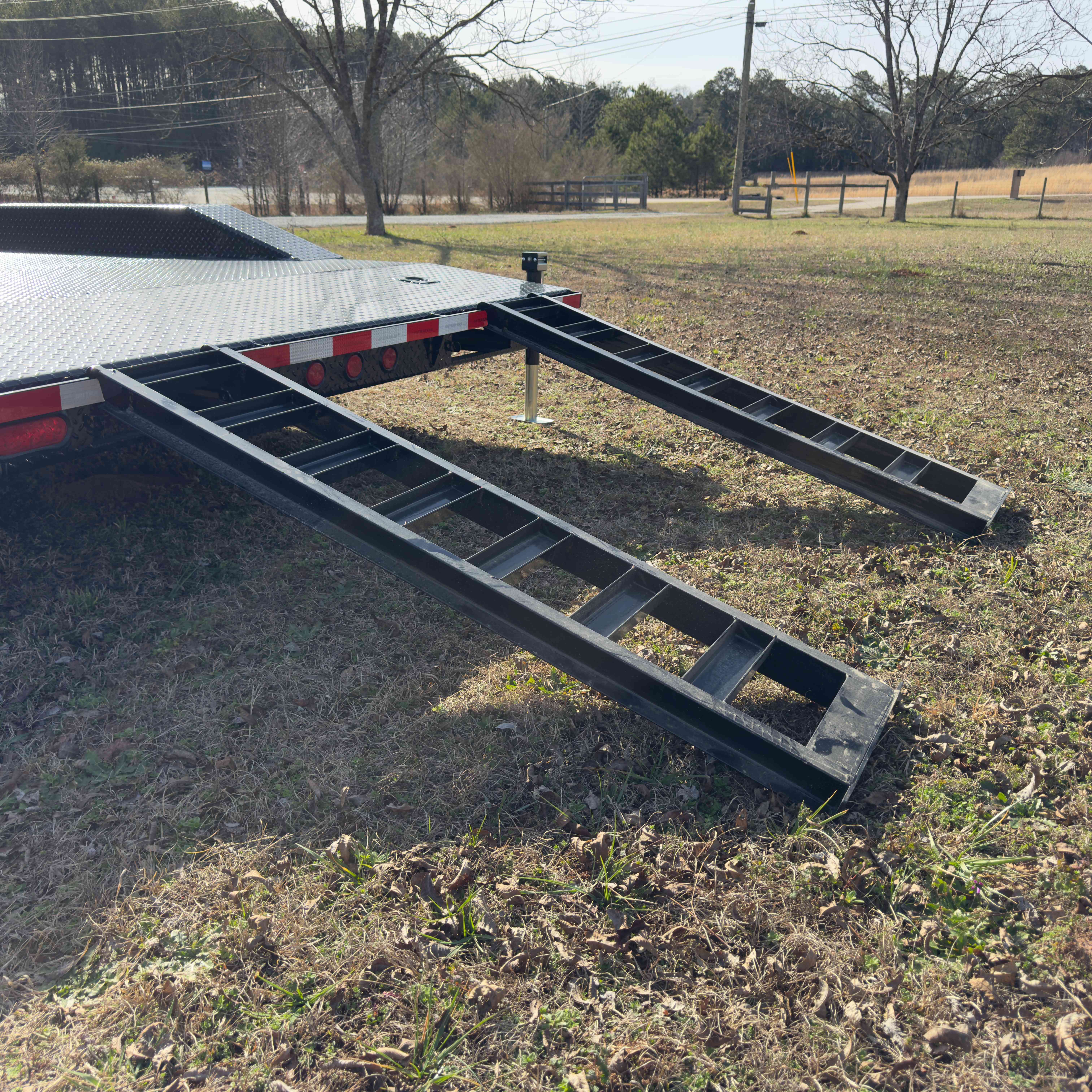 Car hauler loading ramps deployed